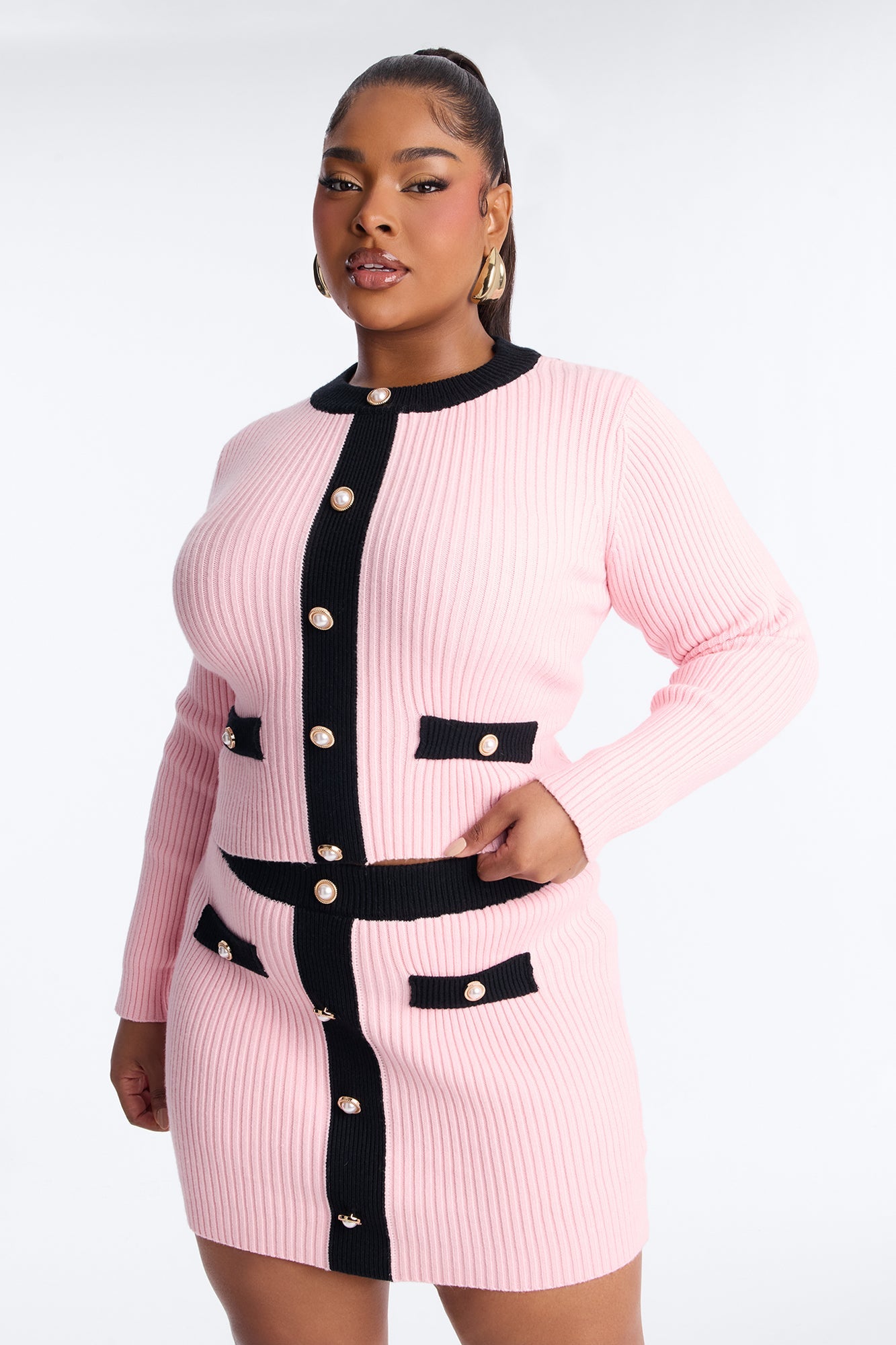 Shanon Sweater Mini Skirt Set - Pink