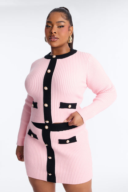 Shanon Sweater Mini Skirt Set - Pink