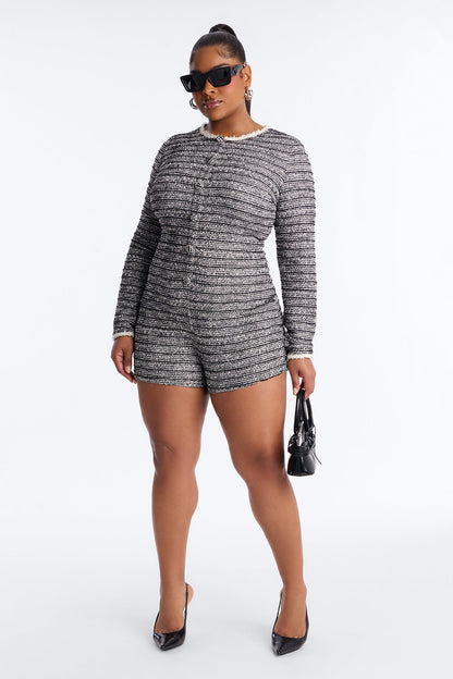 Shannon Tweed Long Sleeve Romper - Black/combo
