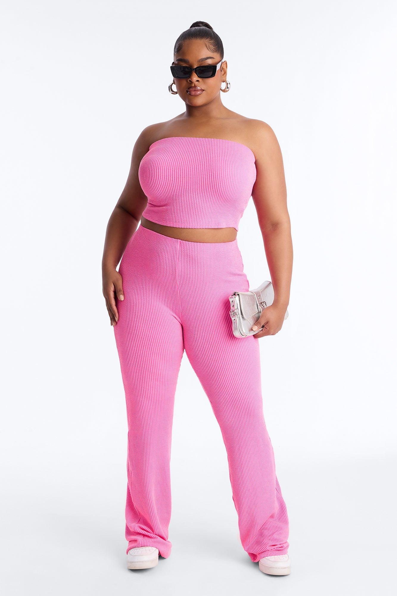 Reya Ribbed Pant Set - Pink