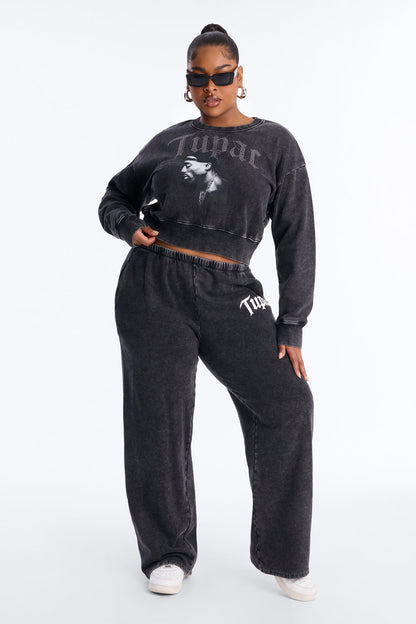 Tupac Washed Lounge Pant - Black