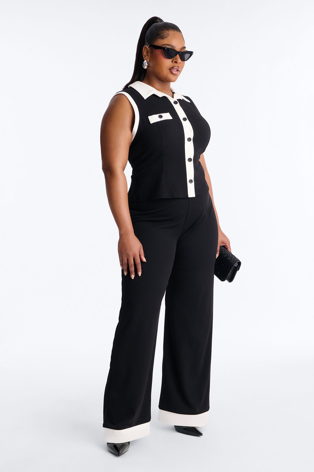 Sofie Wide Leg Pant Set - Black
