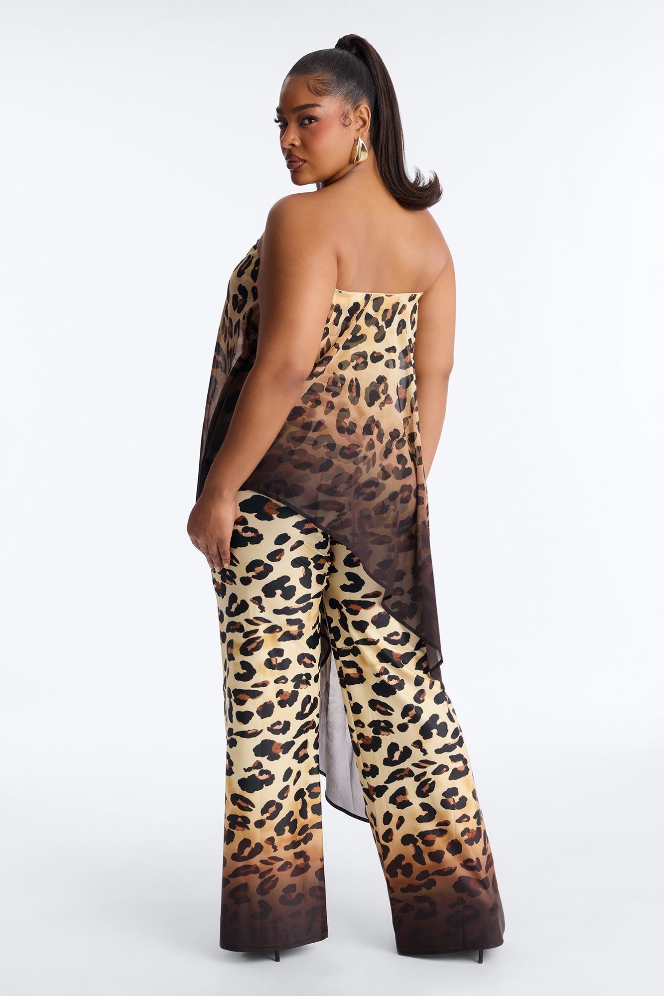 Ariana Leopard Strapless Jumpsuit - Leopard