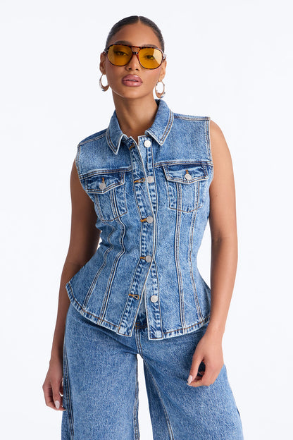 Sorbonne Denim Vest - Medium Wash