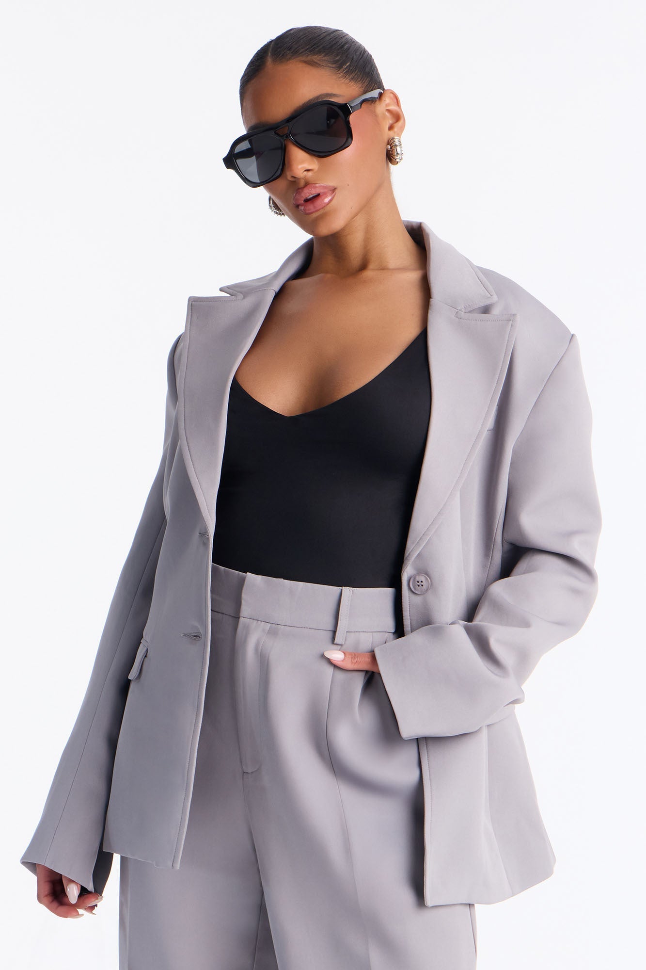 Kendall Hourglass Fitted Blazer - Grey