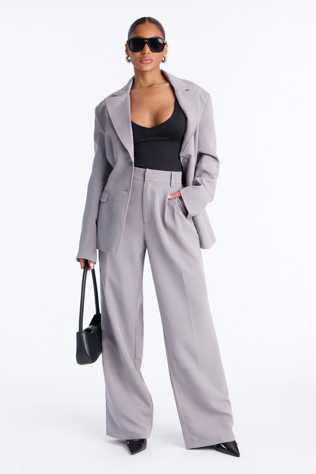 Kendall High Rise Trouser Pant - Grey