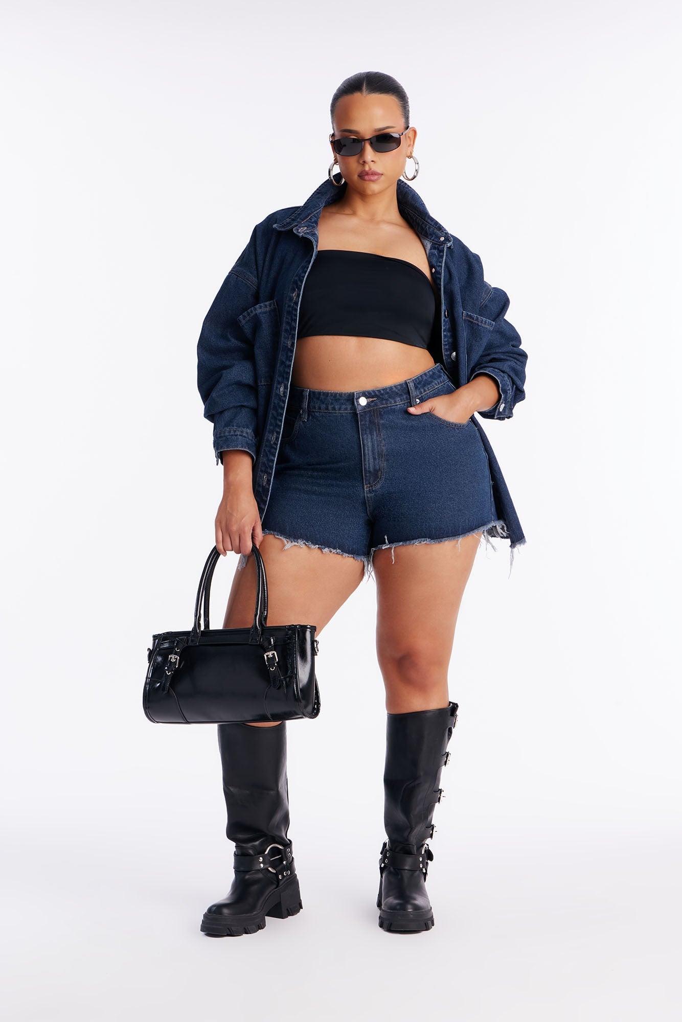Audrey Denim Short Set - Dark Denim