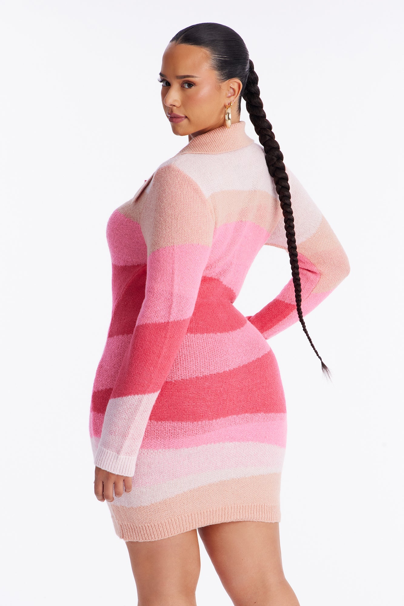 Riley Sweater Midi Dress - Pink/combo