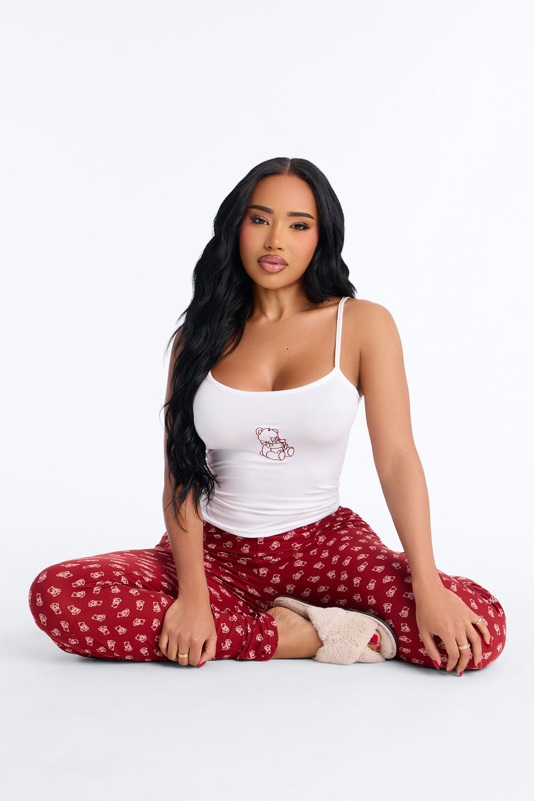 Bear Hugs Cami PJ Pant Set - Burgundy