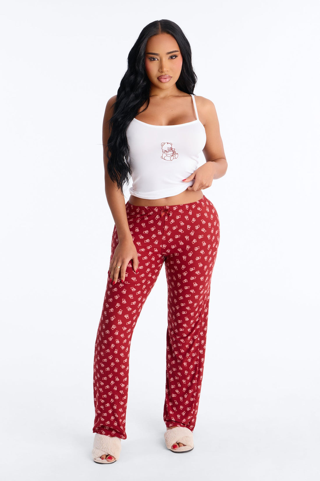 Bear Hugs Cami PJ Pant Set - Burgundy