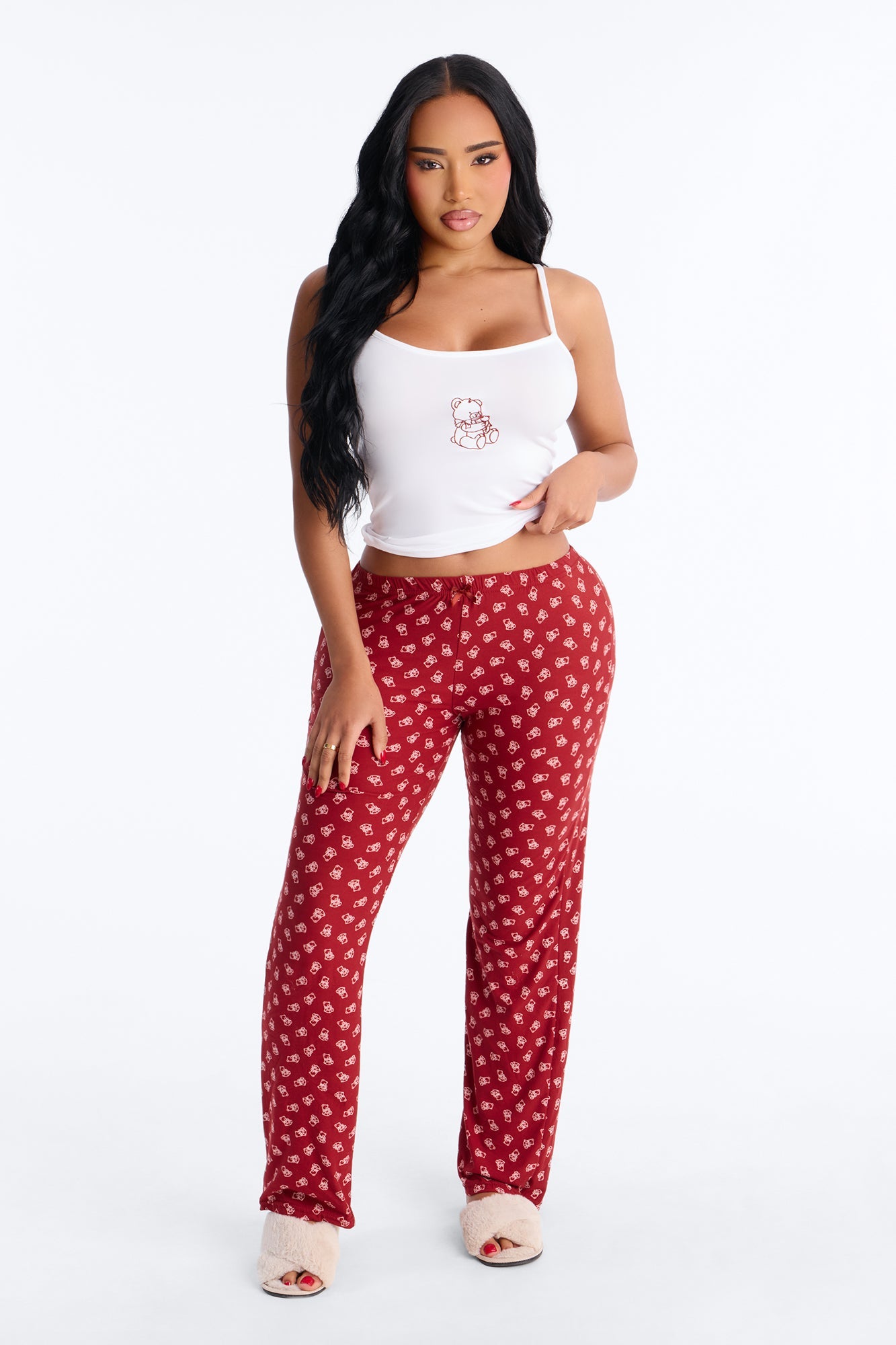 Bear Hugs Cami PJ Pant Set - Burgundy