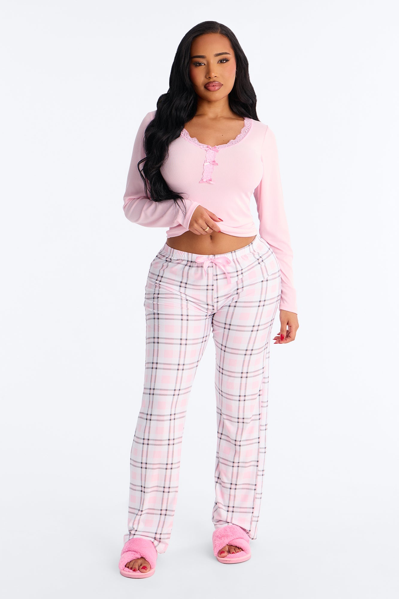 Thinking Of You Long Sleeve PJ Pant Set - Pink
