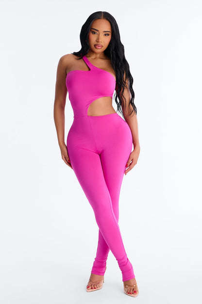 Rosalia Cut Out Catsuit - Hot Pink