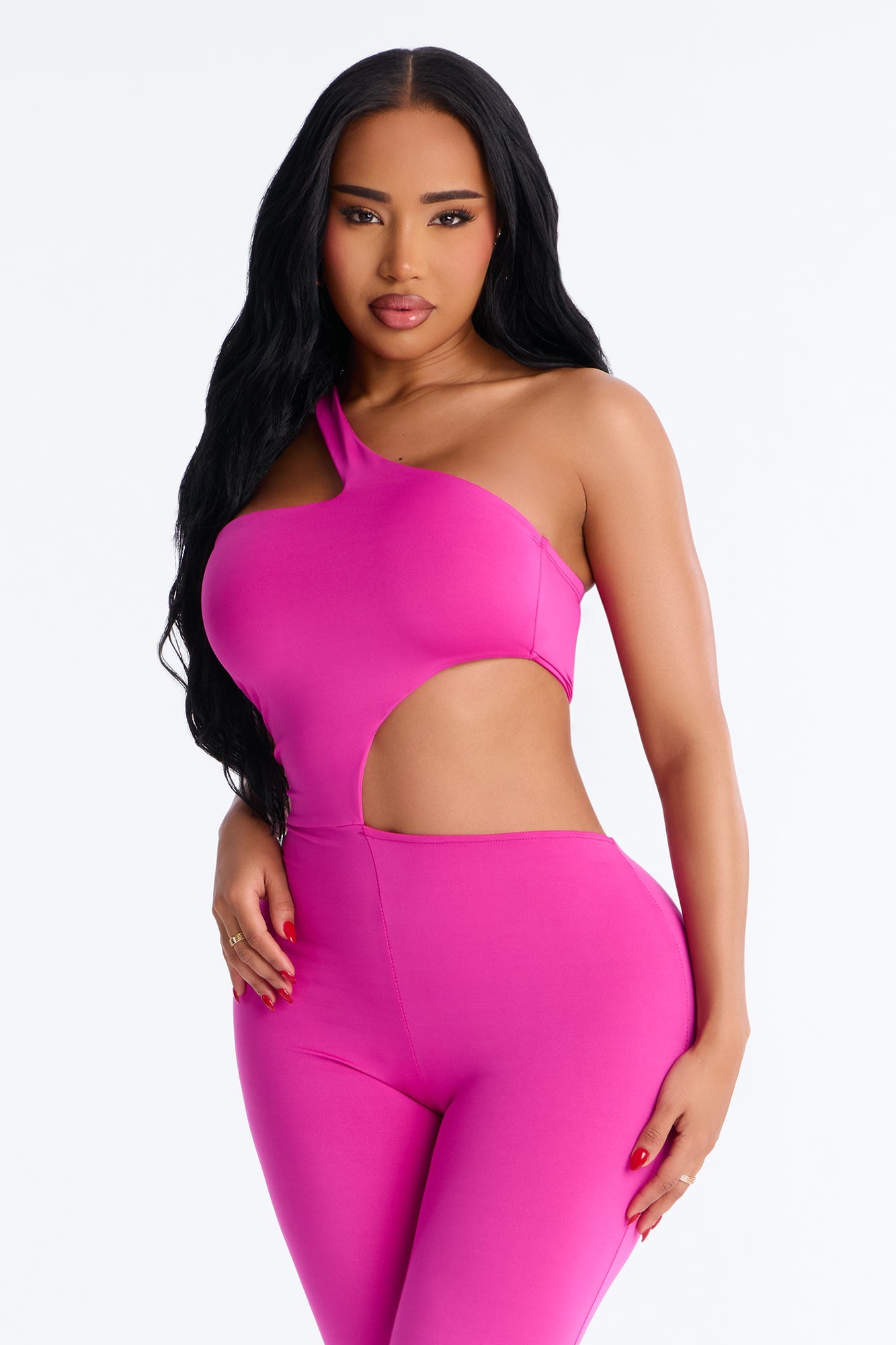 Rosalia Cut Out Catsuit - Hot Pink