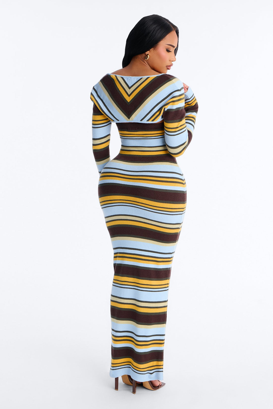 Total Vibe Sweater Maxi Dress Set - Blue/combo