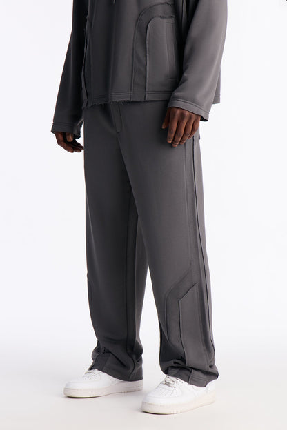 Inside Out Panels Straight Sweatpants - Dark Grey