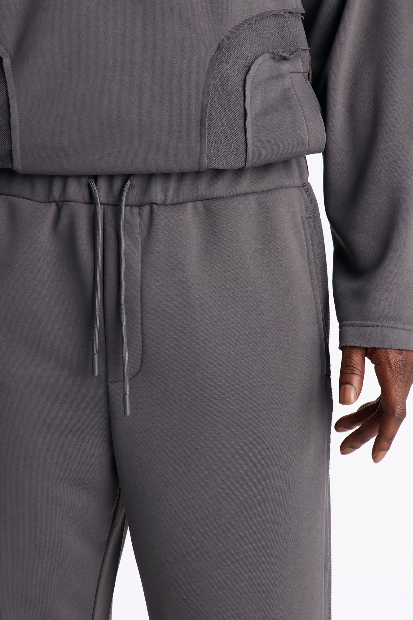 Inside Out Panels Straight Sweatpants - Dark Grey