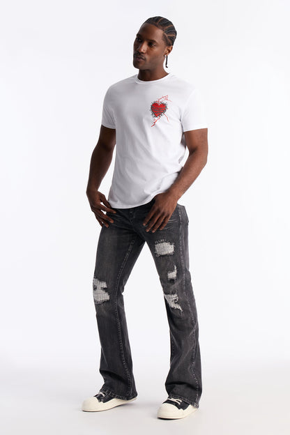 Stacked Skinny Flare Classic Destroyed Jeans - Black Wash