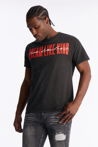 Dream Like The King Puff Print Short Sleeve Tee - Black