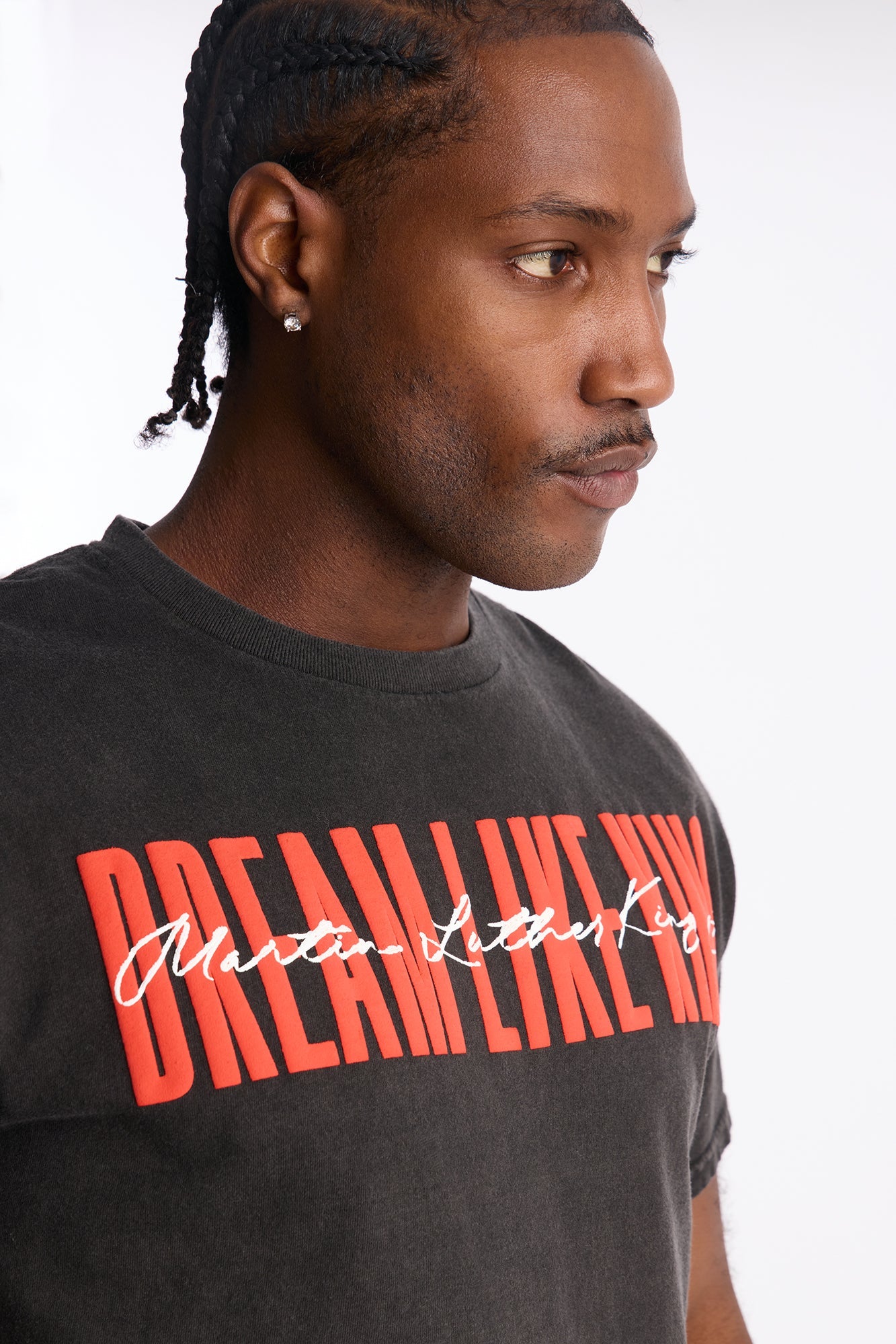 Dream Like The King Puff Print Short Sleeve Tee - Black
