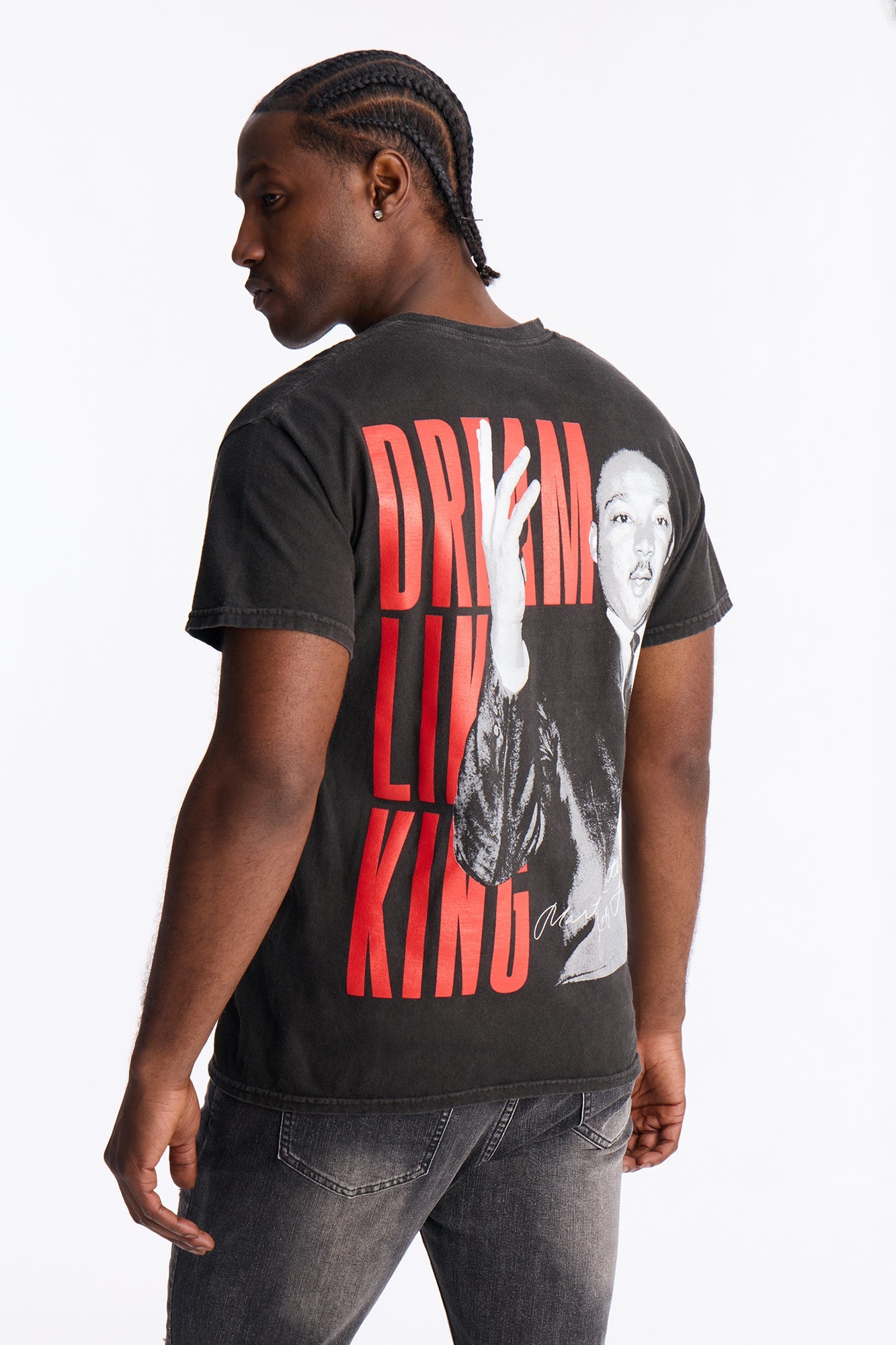 Dream Like The King Puff Print Short Sleeve Tee - Black