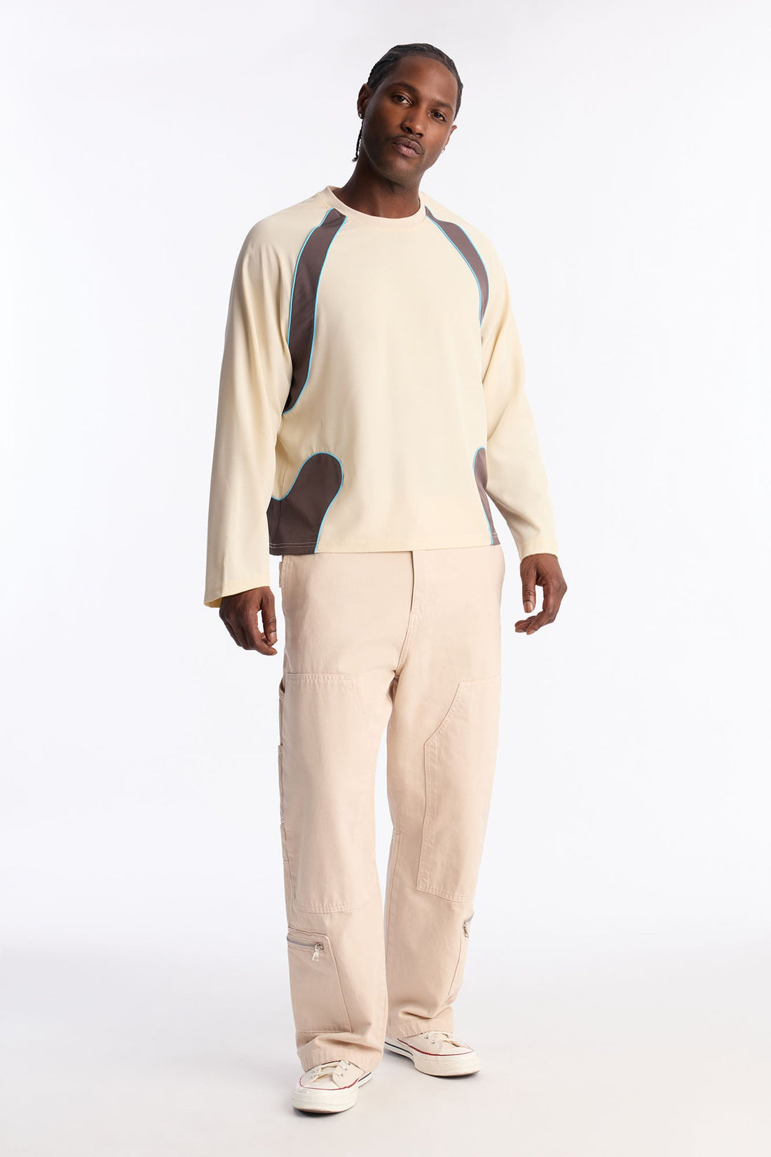 Contour Paneled Crew Shirt - Cream