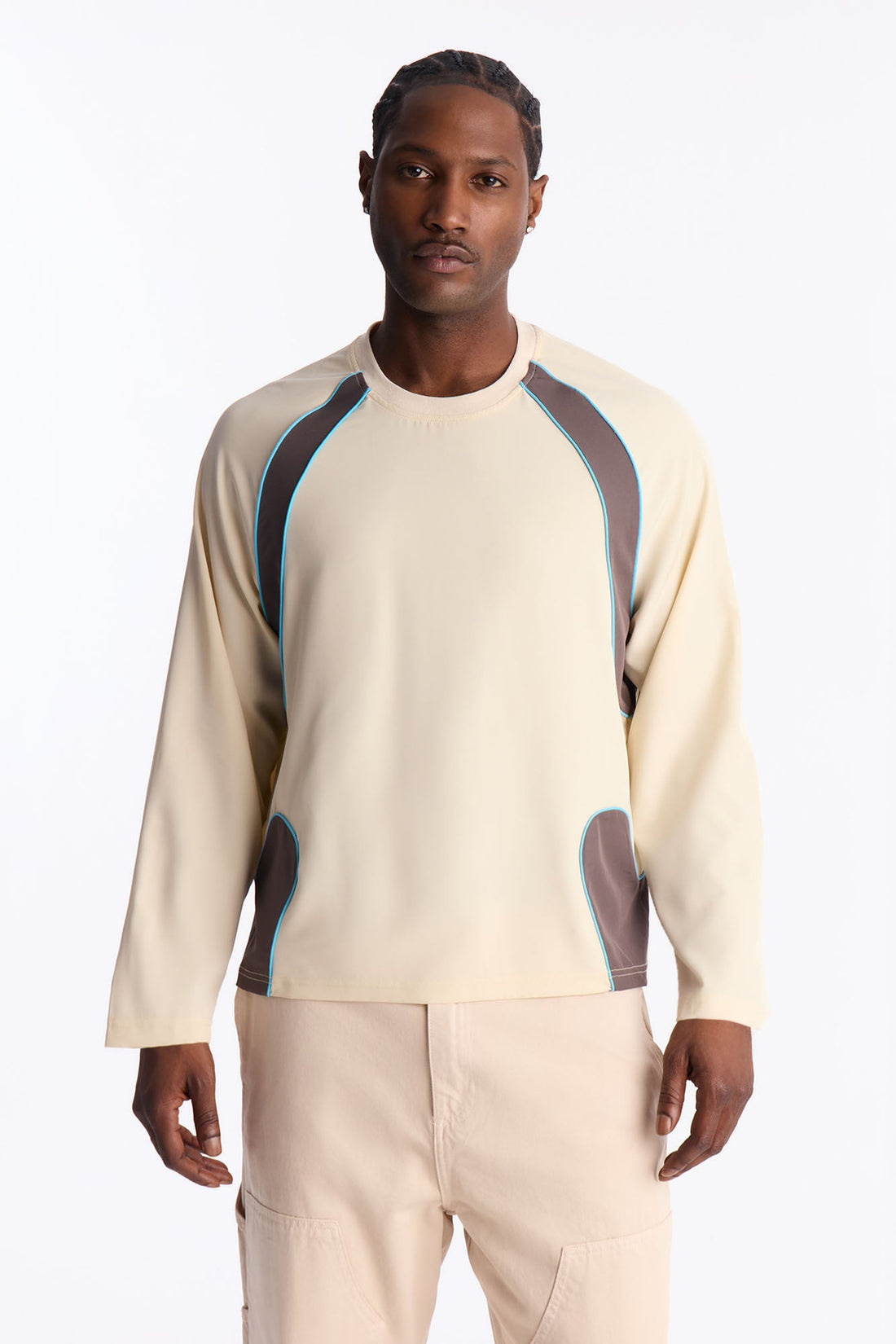 Contour Paneled Crew Shirt - Cream