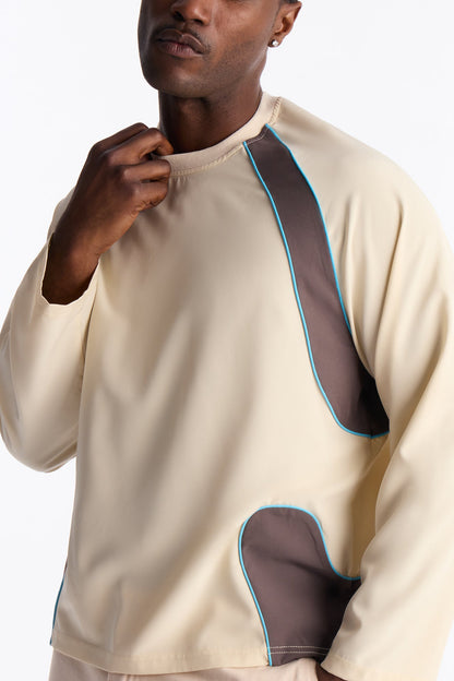 Contour Paneled Crew Shirt - Cream