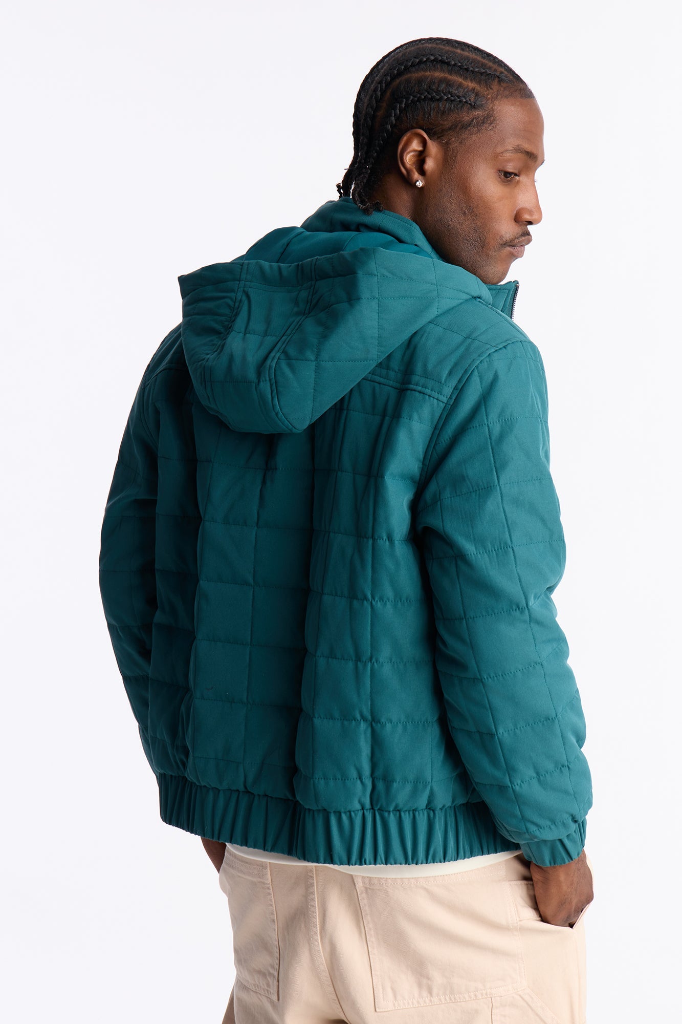 Hooded Quilted Optics Tech Jacket - Teal
