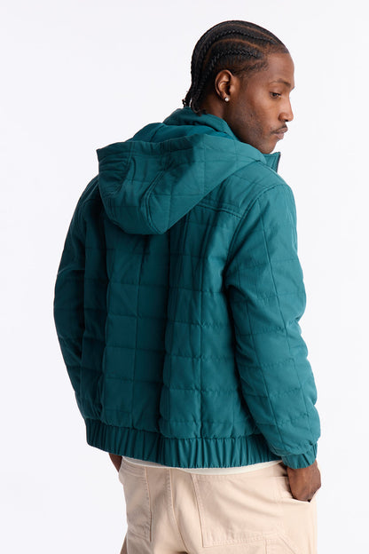Hooded Quilted Optics Tech Jacket - Teal