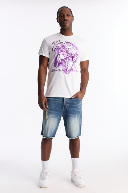 Broken Cherub Wings Short Sleeve Tee - White