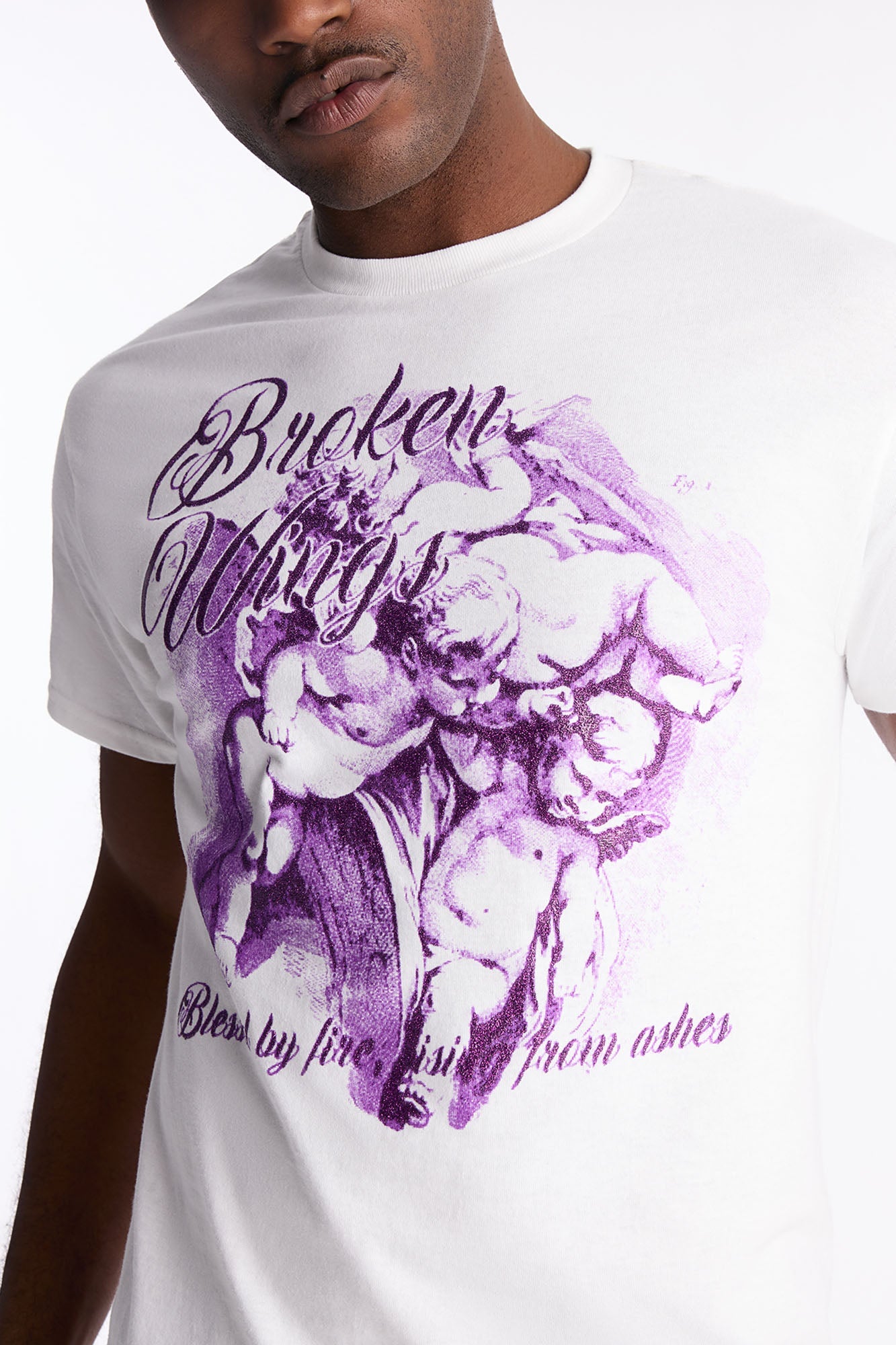 Broken Cherub Wings Short Sleeve Tee - White