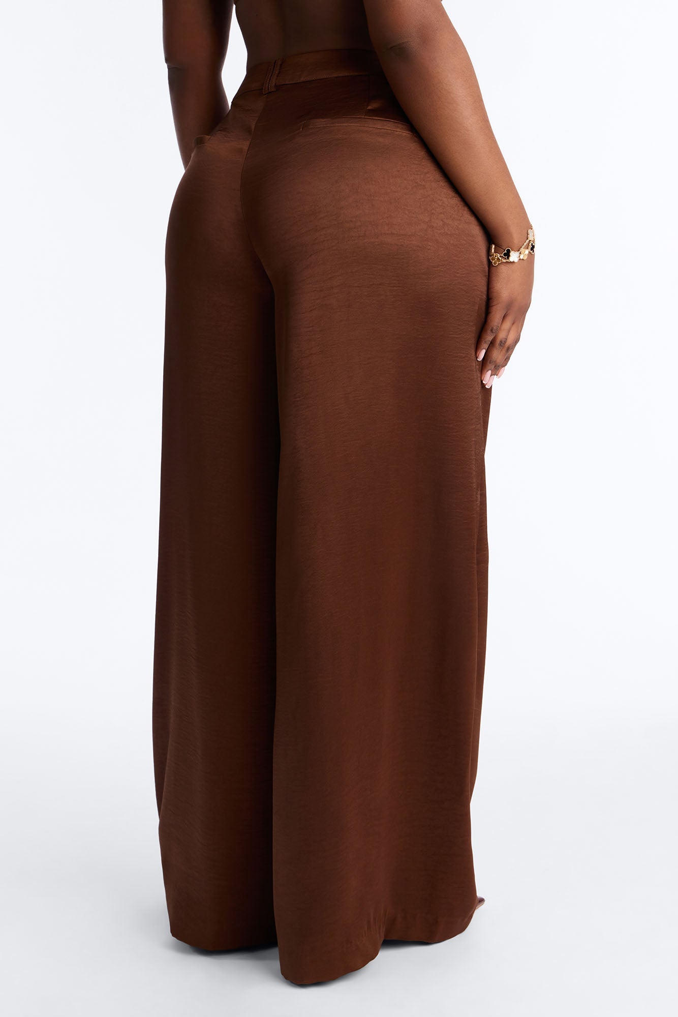 Romance Me Satin Trouser - Brown