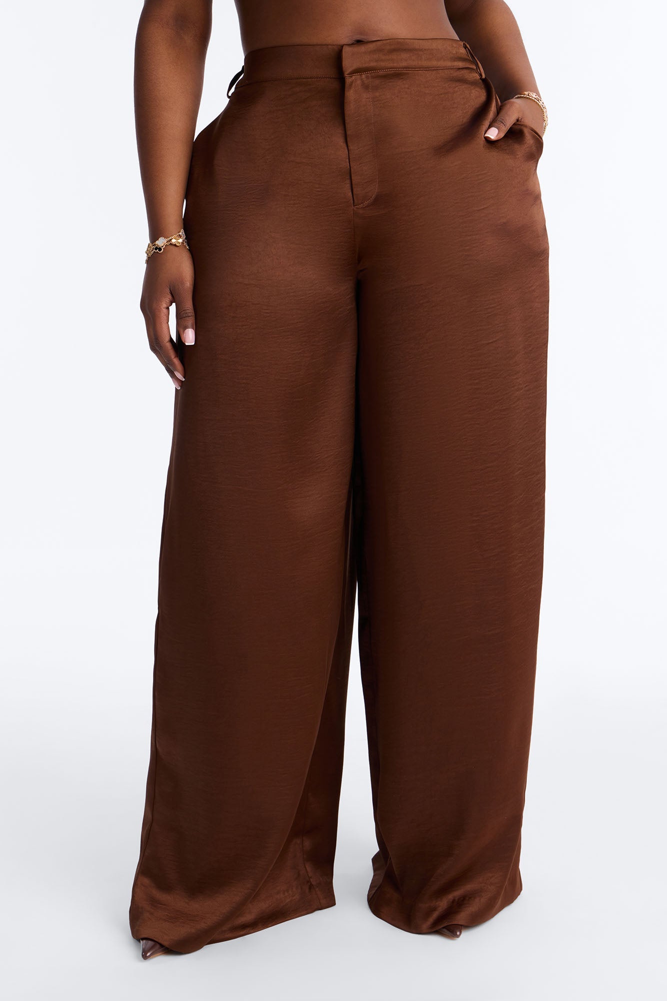Romance Me Satin Trouser - Brown