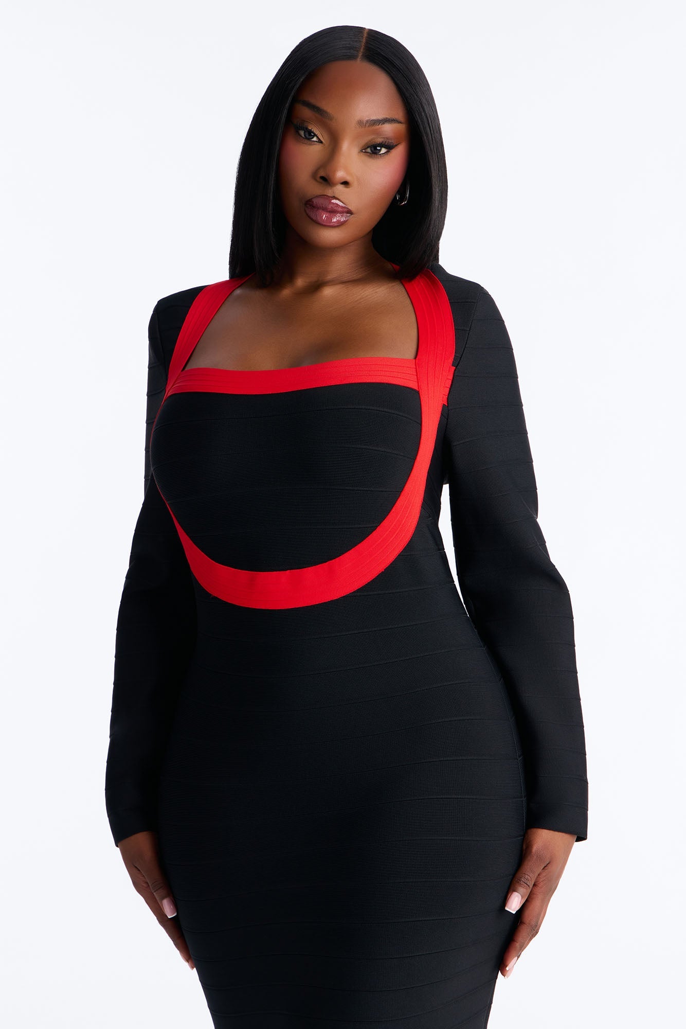 Cupids Pick Bandage Midi Dress - Black/Red