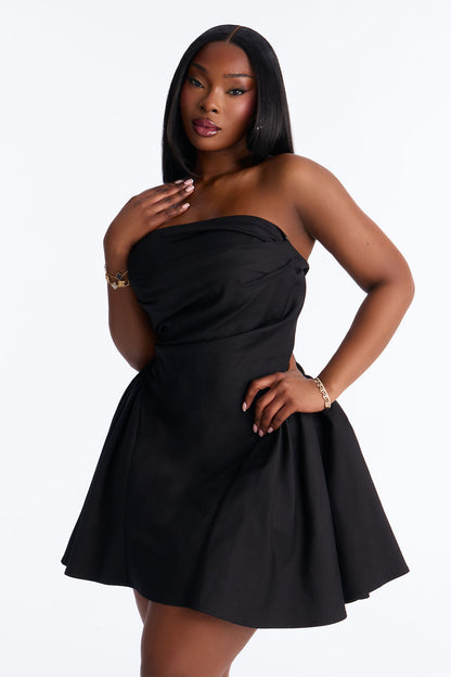Honey Love Poplin Mini Dress - Black