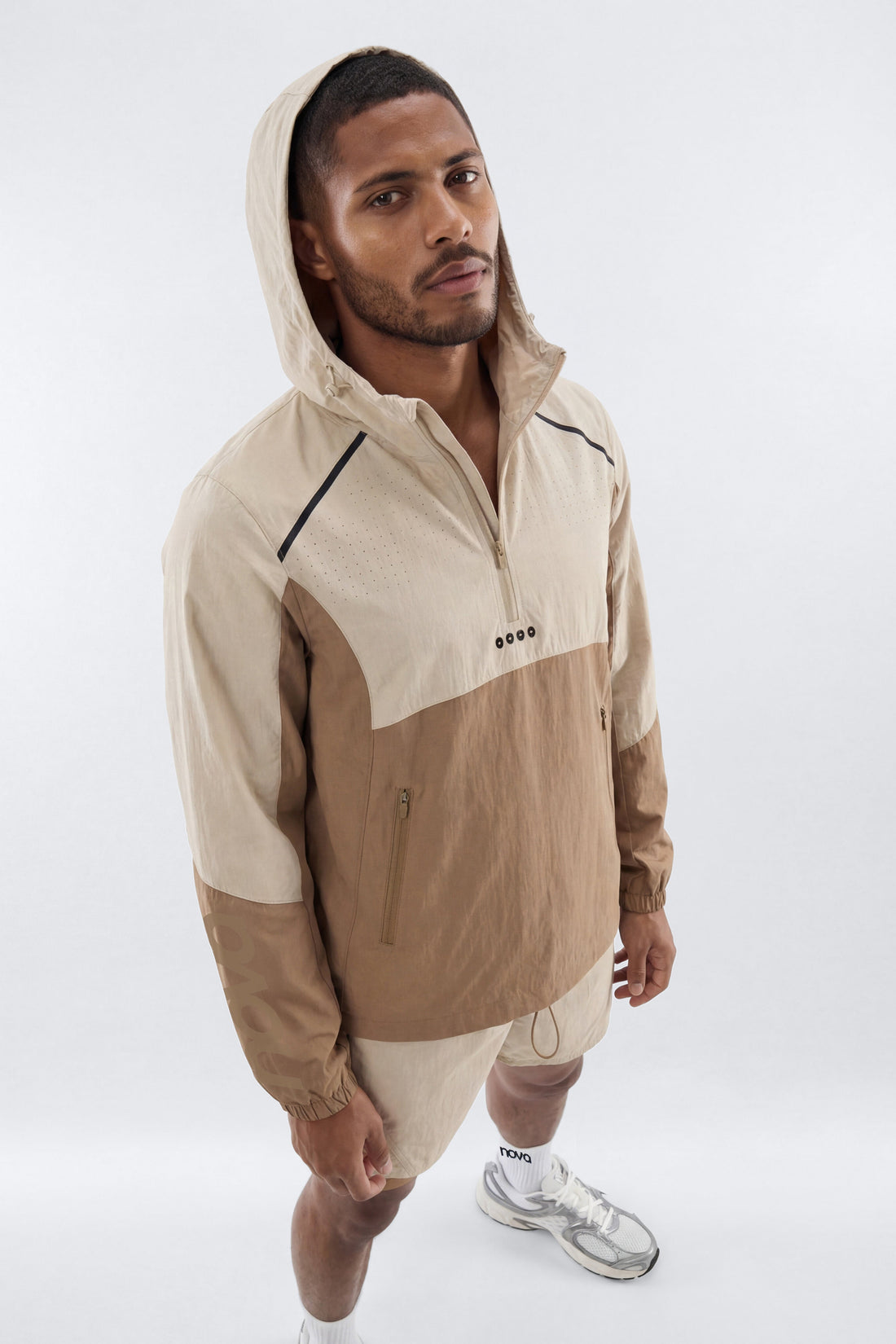 ProRipStop Hooded Half Zip Jacket - Taupe/combo