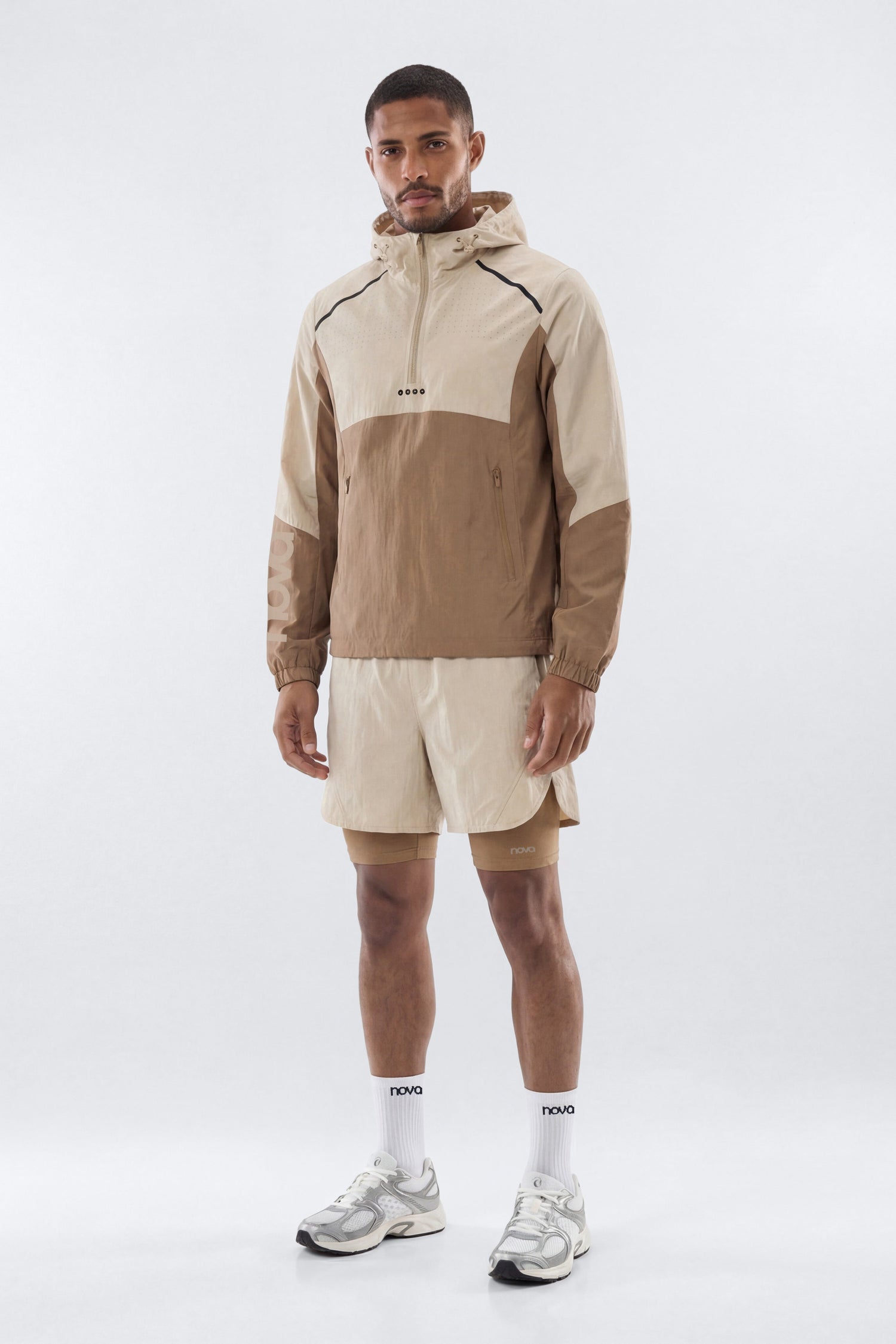 ProRipStop Hooded Half Zip Jacket - Taupe/combo