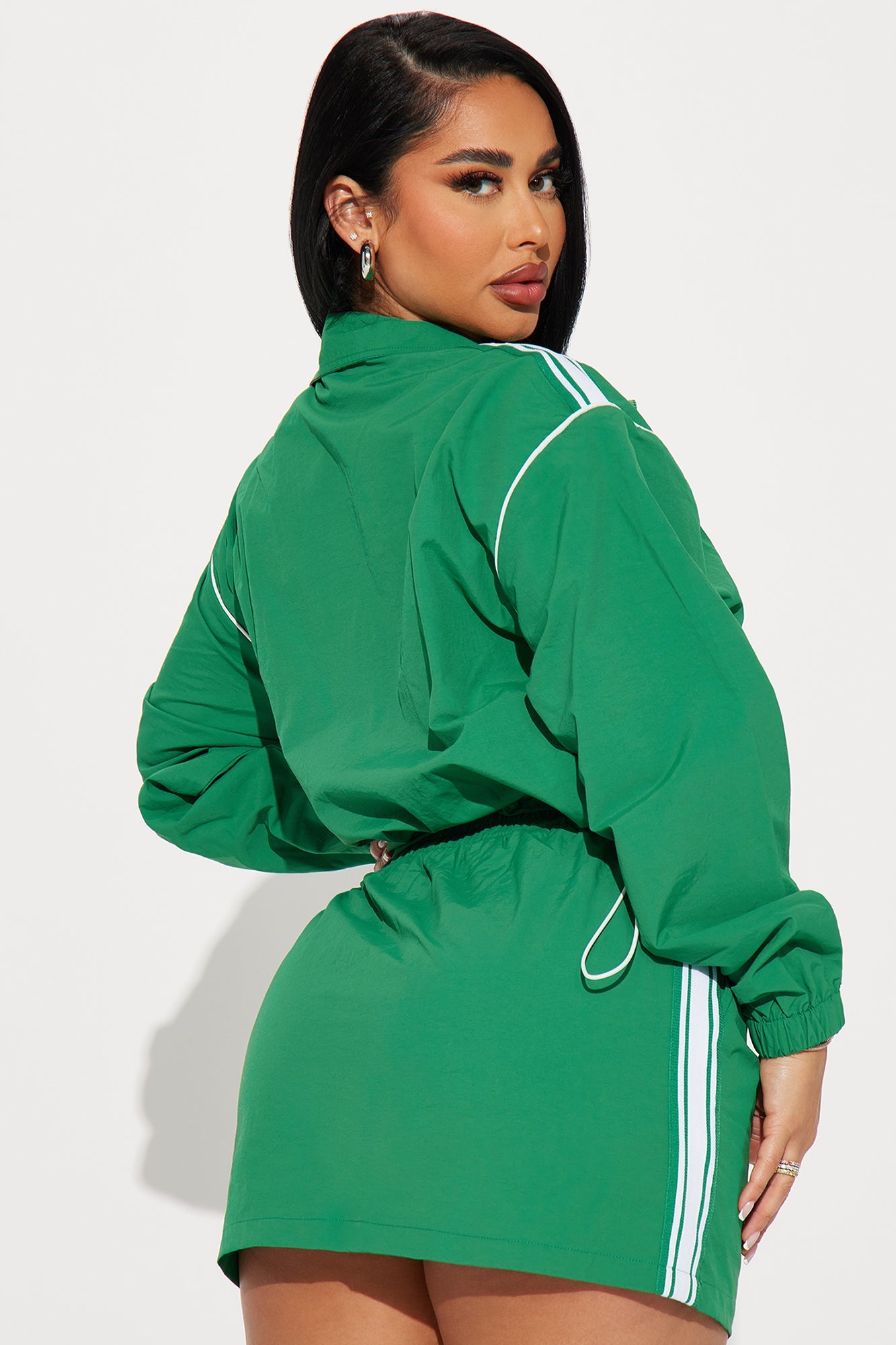 Tennis Court Ready Windbreaker Skirt Set - Kelly Green