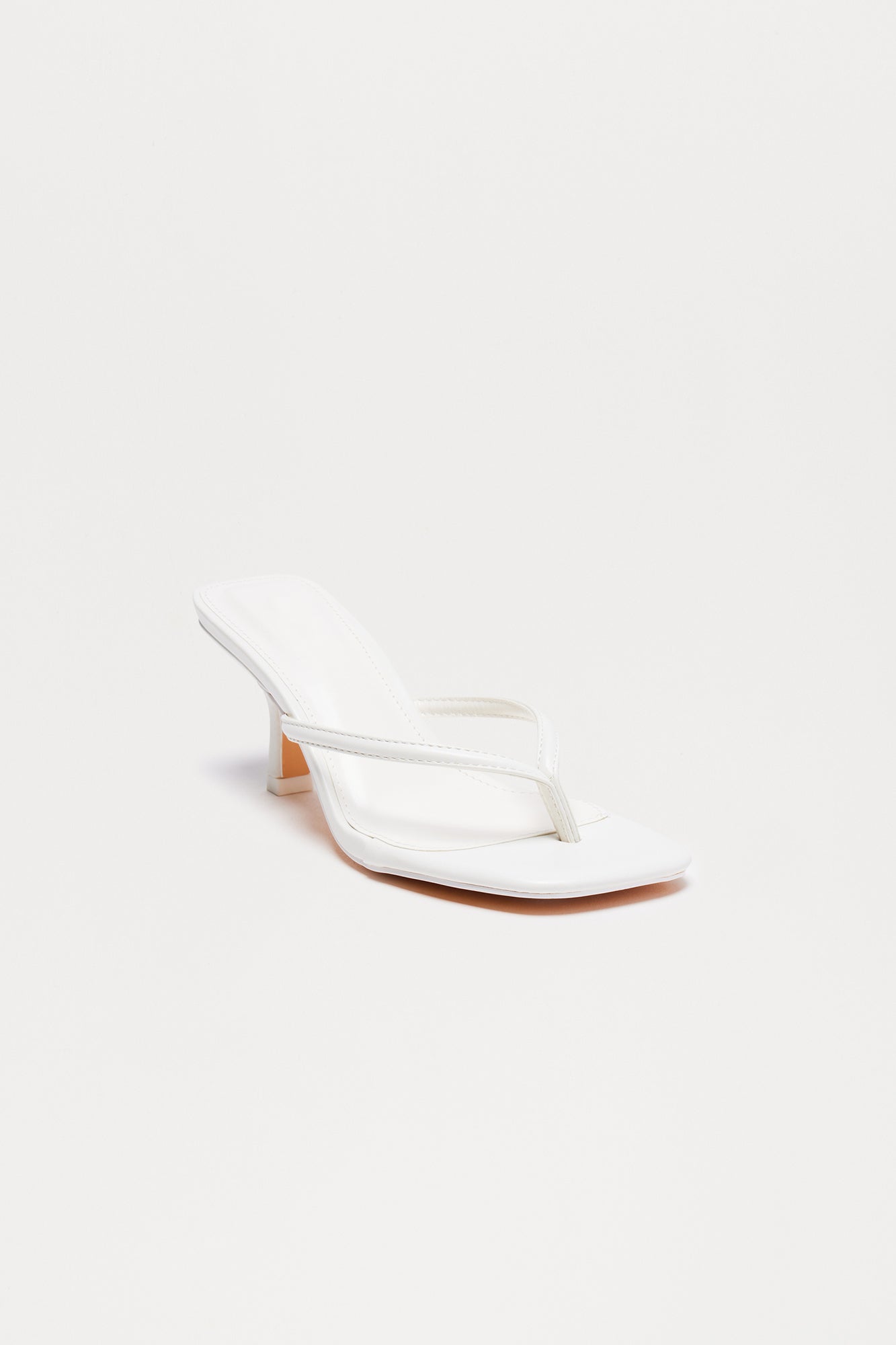 Yasmin Faux Leather Thong Heel Mules - White