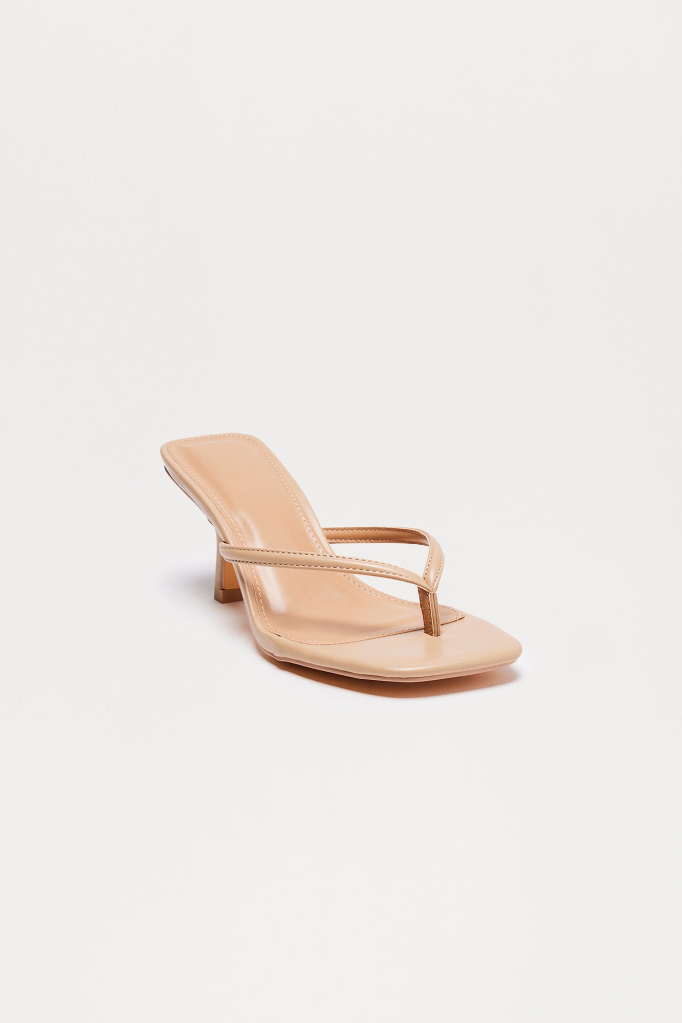 Yasmin Faux Leather Thong Heel Mules - Camel