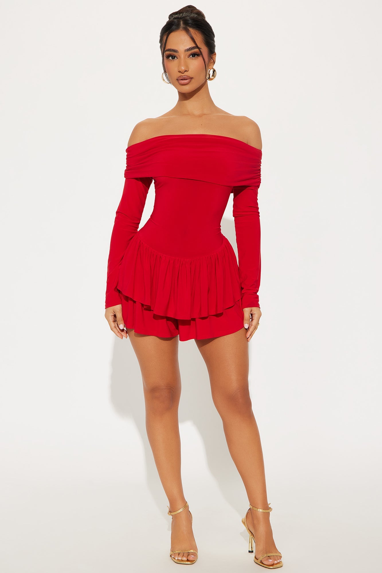 Not The Same Ruffle Romper - Red
