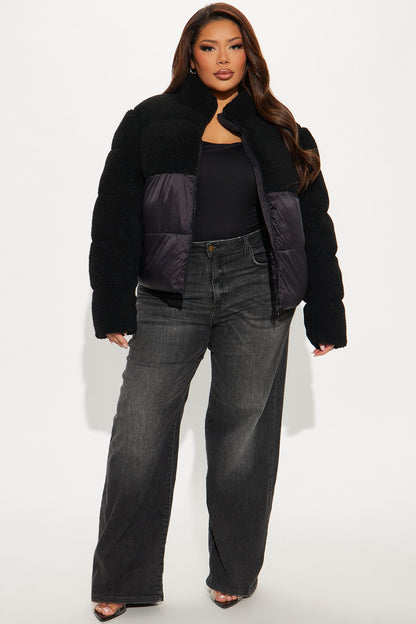 Half Way There Puffer Coat - Black