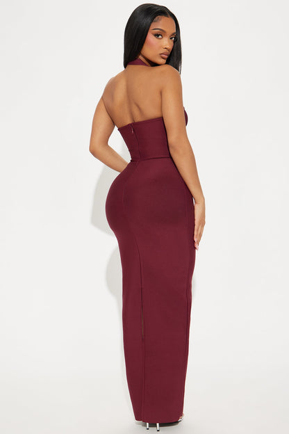 In Your Dreams Bandage Maxi Dress - Burgundy