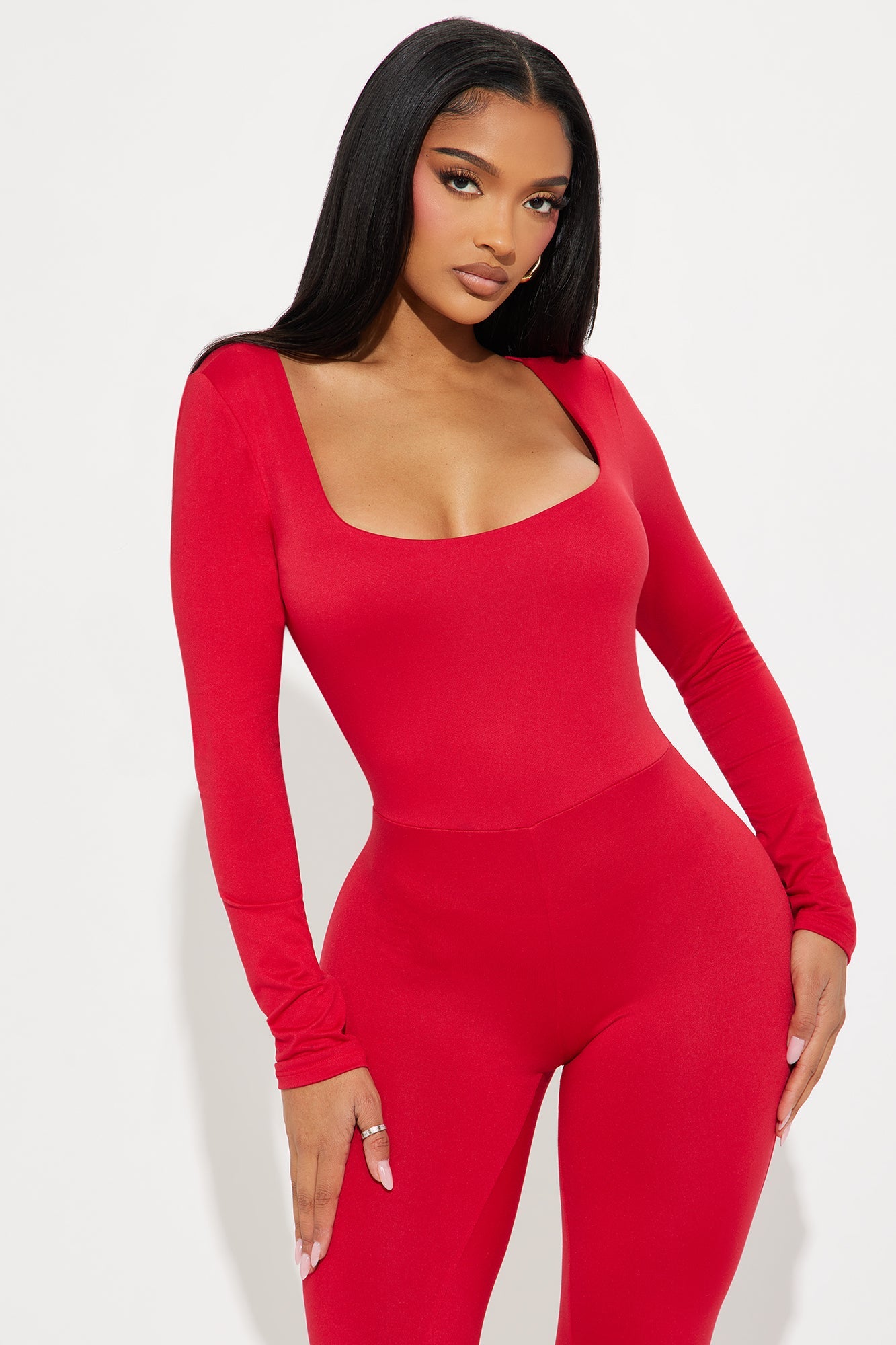 Squeeze Me Jumpsuit - Red
