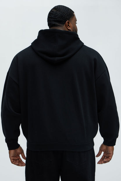 Tyson Crusader Printed Oversized Zip Hoodie - Black