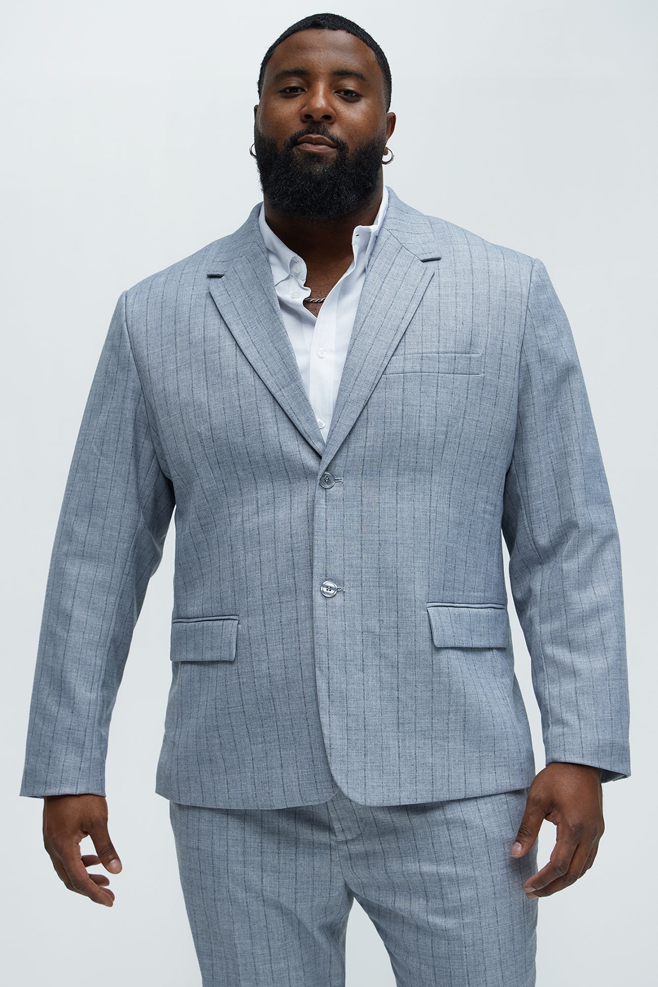 Roswel Textured Stripes Blazer - Grey