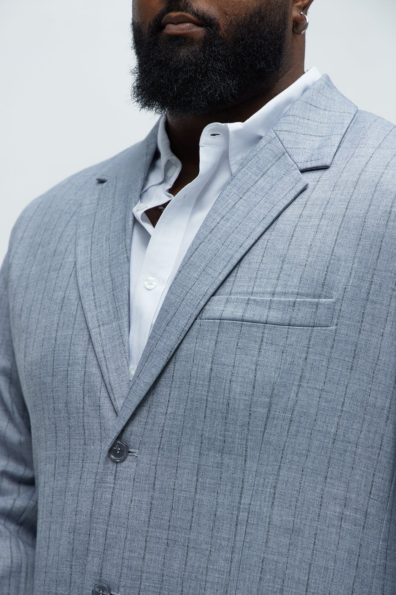 Roswel Textured Stripes Blazer - Grey