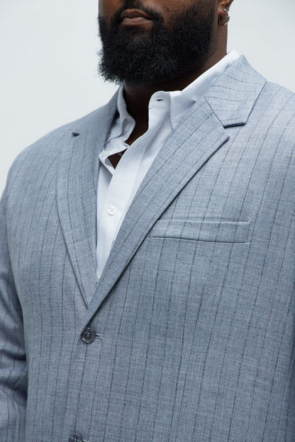 Roswel Textured Stripes Blazer - Grey