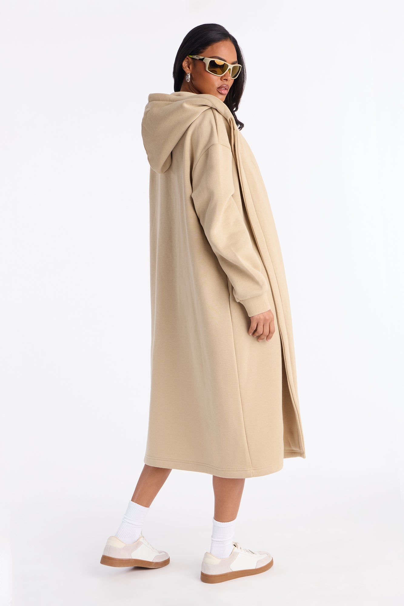 Jolie Cozy Fleece Trench - Taupe